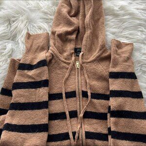 J.Crew Women's Black and Tan Hoodie